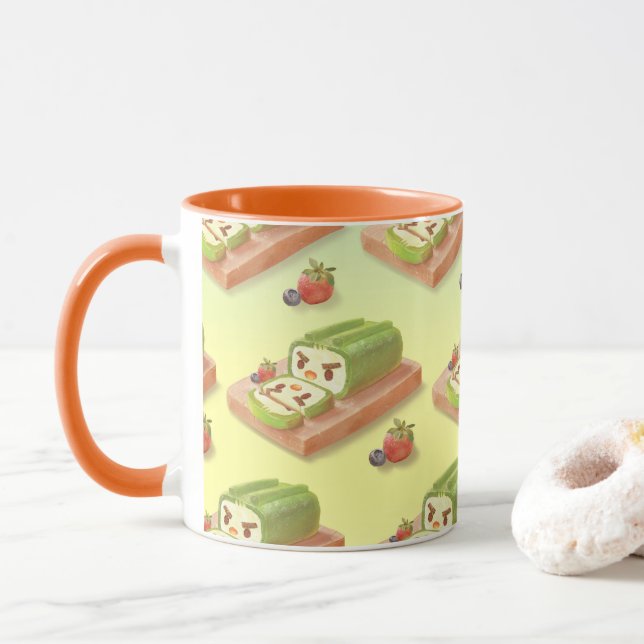 Matcha Swiss Roll: Iron T Green Tea Cake Art Tasse (Mit Donut)