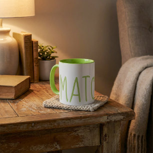 Matcha texte vert et dans la tasse