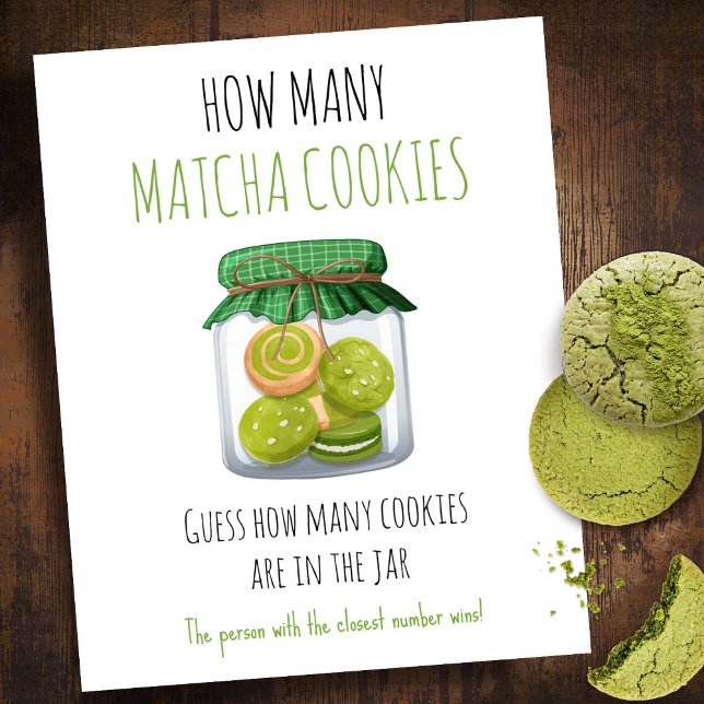Matcha Theme Party Game How Many Cookies Sign Poster (Von Creator hochgeladen)