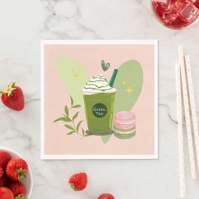 Matcha und Macarons Serviette (Beispiel)