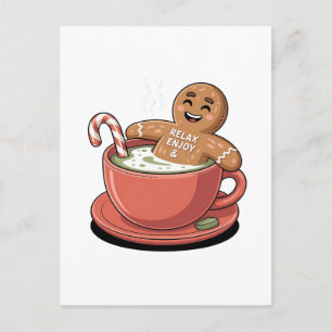 Matcha-Weihnachts-Gingerbread-Latte Grüner Trank Einladungspostkarte