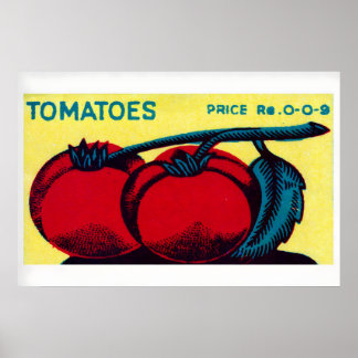 Matchbox Wall Art Vintage Indian Tomato Label Poster