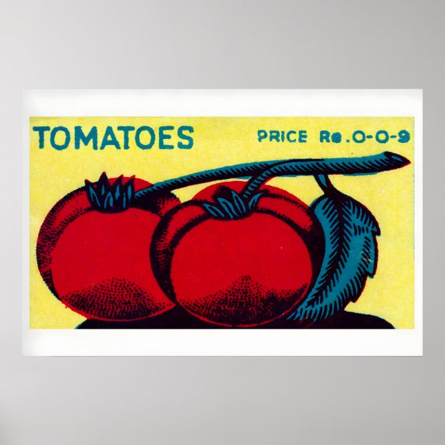 Matchbox Wall Art Vintage Indian Tomato Label Poster (Vorne)