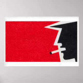 Matchbox Wall Art Vintage Man Smoking Cigarette Poster