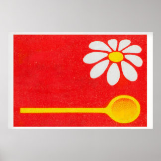 Matchbox Wall Art Yellow Flower Design - Vintage Poster