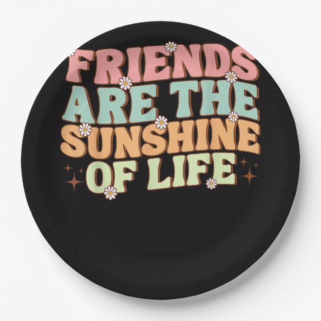 Matching Besties Blume Friends sind die Sonnensche Pappteller (Vorderseite)