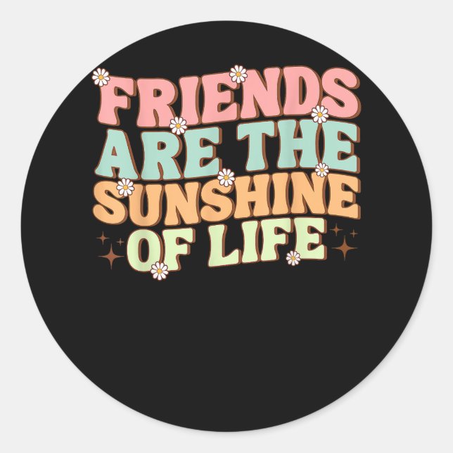 Matching Besties Blume Friends sind die Sonnensche Runder Aufkleber (Vorderseite)