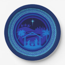 Matching Blue Nativity Christmas 9"