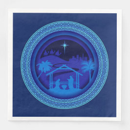 Matching Blue Nativity Weihnachten Serviette