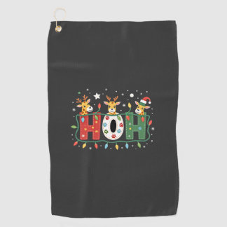 Matching Christmas Santa Hat Ho Ho Ho Giraffe Anim Golfhandtuch