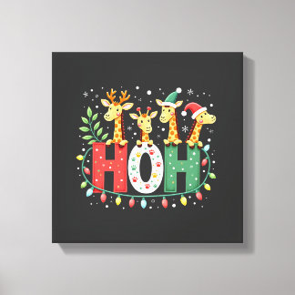 Matching Christmas Santa Hat Ho Ho Ho Giraffe Anim Leinwanddruck