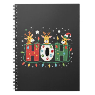 Matching Christmas Santa Hat Ho Ho Ho Giraffe Anim Notizblock