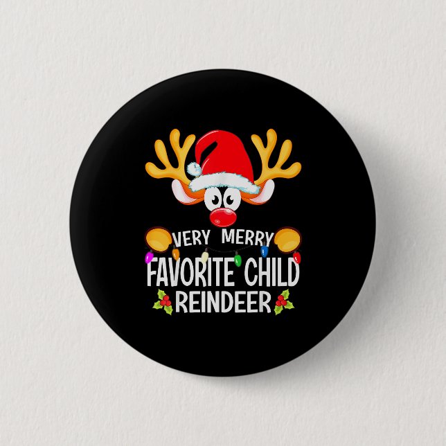 Matching Christmas Very Merry Favorite Child Reind Button (Vorderseite)