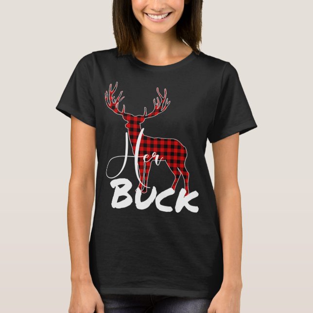 Matching Couples Christmas Pajamas Buffalo Kariert T-Shirt (Vorderseite)