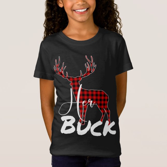 Matching Couples Christmas Pajamas Buffalo Kariert T-Shirt (Vorderseite)