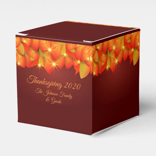 Matching Erntedank Orange Leaf Name Year Geschenkschachtel (Vorderseite)