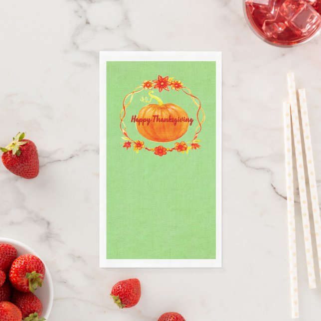 Matching Erntedank Watercolor Pumpkin Serviette (Beispiel)