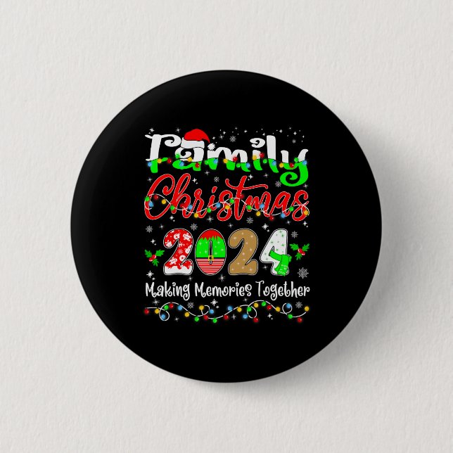 Matching Family Christmas 2024 Weihnachtsmannmütze Button (Vorderseite)