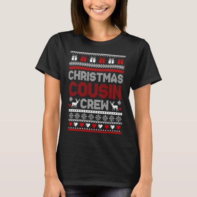 Matching Family Christmas Pajamas Cousin Crew T-Shirt (Vorderseite)