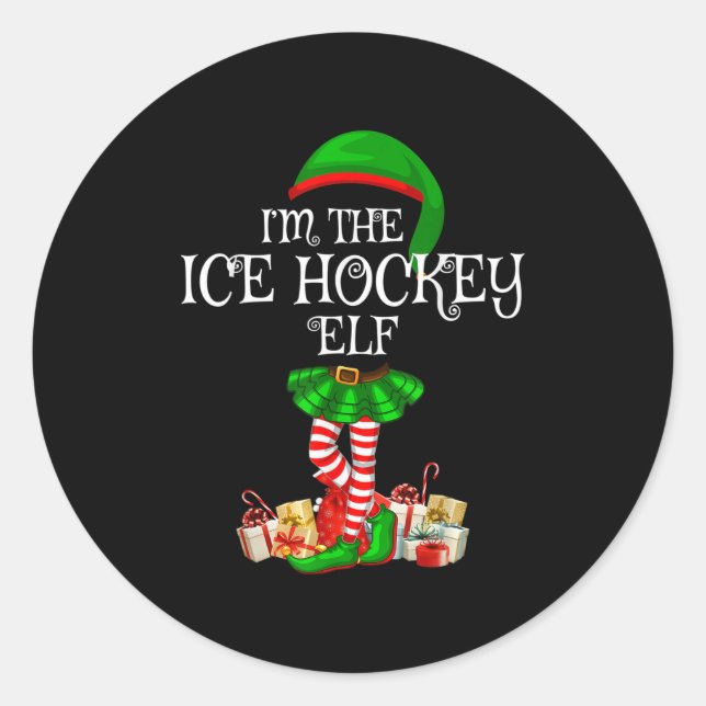 Matching Family Group I'm The Ice Hockey Elf Chris Runder Aufkleber (Vorderseite)