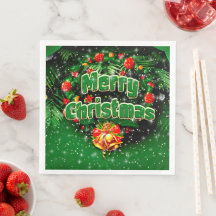 Matching Green Merry Christmas Gold Bells