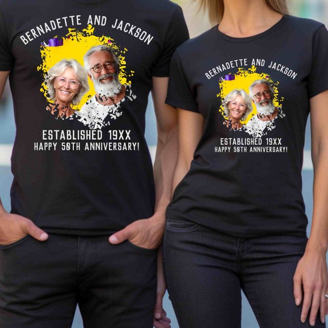 Matching Großeltern Jubiläumsname Foto T-Shirt (Von Creator hochgeladen)