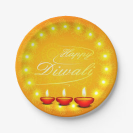 Matching Happy Diwali Yellow 7" Platine Pappteller