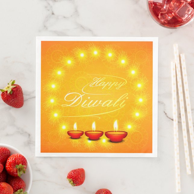 Matching Happy Diwali Yellow Serviette (Beispiel)