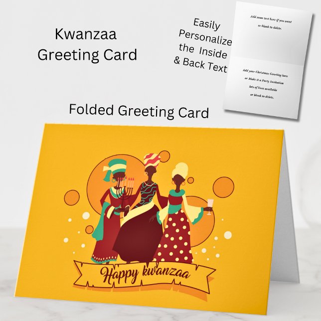 Matching Happy Kwanzaa 3 Ladys Yellow Greeting Karte (Von Creator hochgeladen)