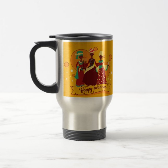 Matching Happy Kwanzaa 3 Ladys Yellow Reisebecher (Links)