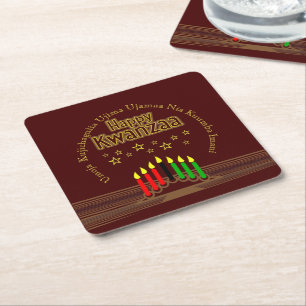 Matching Happy Kwanzaa Sieben Prinzipien Rechteckiger Pappuntersetzer