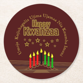 Matching Happy Kwanzaa Sieben Prinzipien Runder Pappuntersetzer