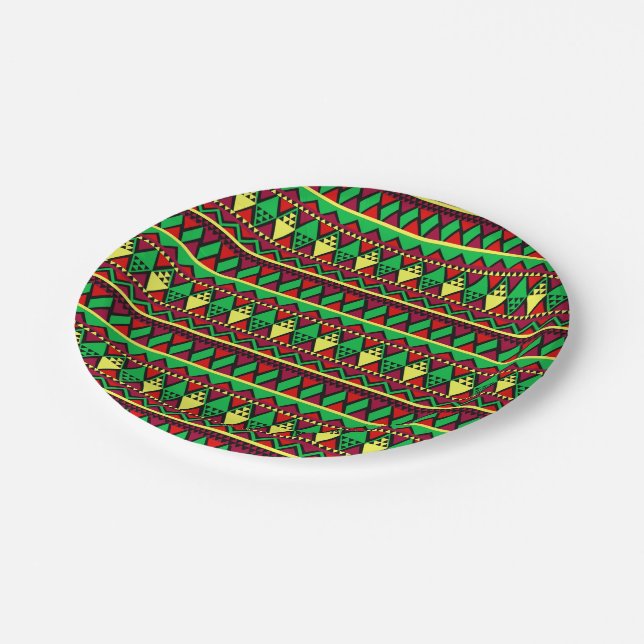 Matching Kwanzaa Yellow Black Green 7" Pappteller (Schrägansicht)