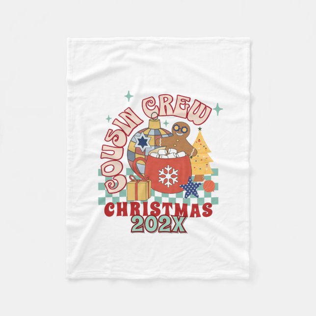 Matching Retro Cousin Crew Weihnachtskinder Fleecedecke (Vorderseite)