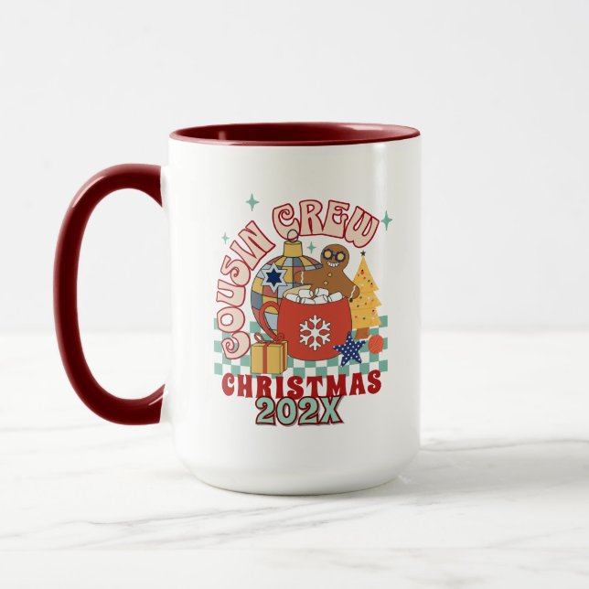 Matching Retro Cousin Crew Weihnachtskinder Tasse (Links)