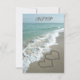 Matching RSVP Card, Two Sand Hearts Beach Wedding Karte