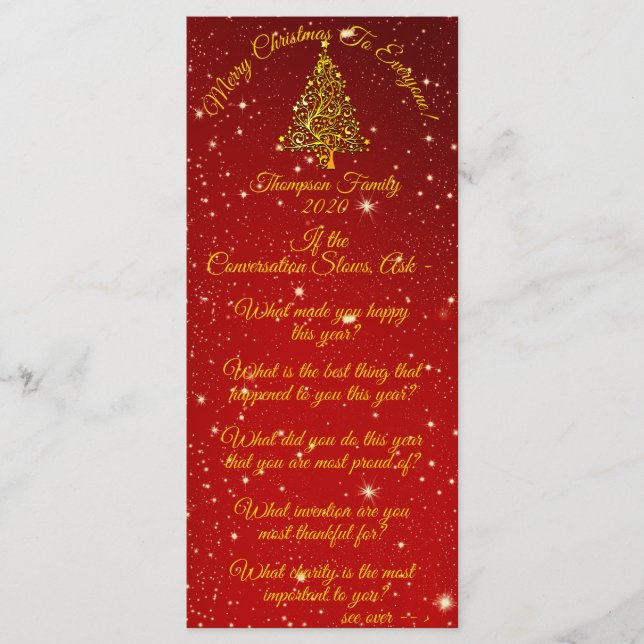 Matching Set Christmas Conversation Starters Card Menükarte (Vorderseite)
