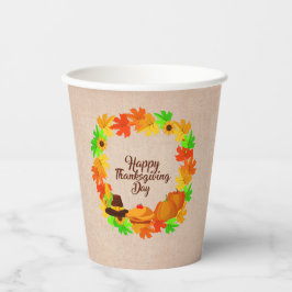 Matching Set Erntedank Green Gold Kranz Hat Pappbecher