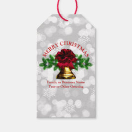 Matching Set Gold Bell Red Bow Weihnachten Geschenkanhänger