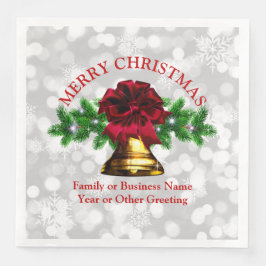 Matching Set Gold Bell Red Bow Weihnachten Serviette