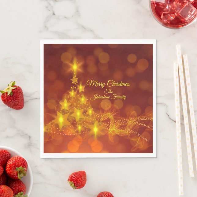Matching Set Gold Stars Name Weihnachten Serviette (Beispiel)