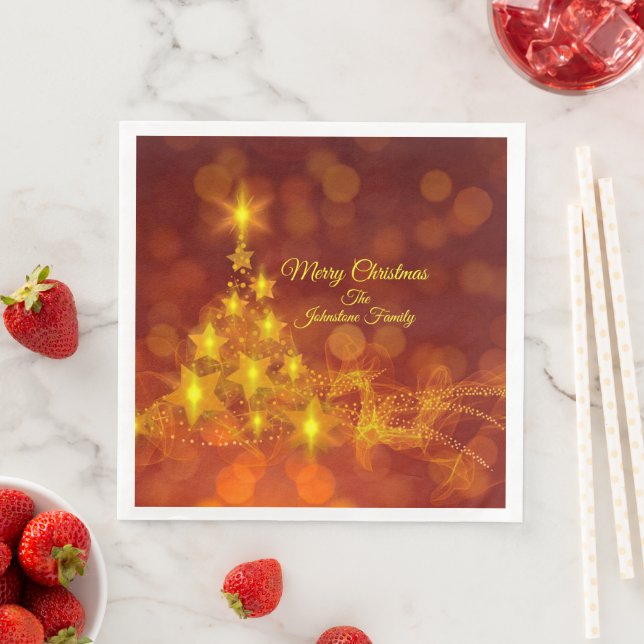 Matching Set Gold Stars Name Weihnachtsessen Serviette (Beispiel)