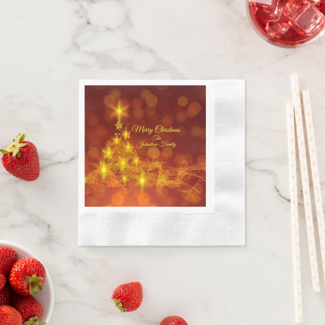 Matching Set Gold Stars Tree Change Name Weihnacht Serviette (Beispiel)