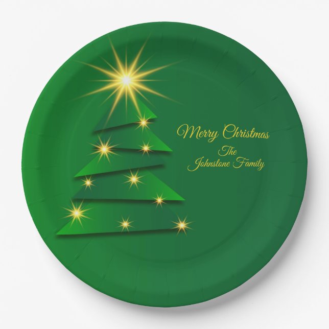 Matching Set Green Tree Change Name 20xx 9" Pappteller (Vorderseite)