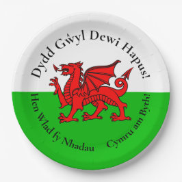 Matching Welsh Dragon St David's Day 9" Pappteller