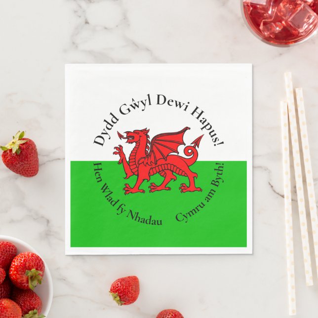Matching Welsh Dragon St David's Day Luncheon Serviette (Beispiel)