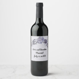 Matching Wine Label für Hochzeit in Slate Blue Weinetikett