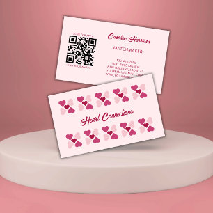 Matchmaker Verabreden Service Red Pink Hearts QR C Visitenkarte