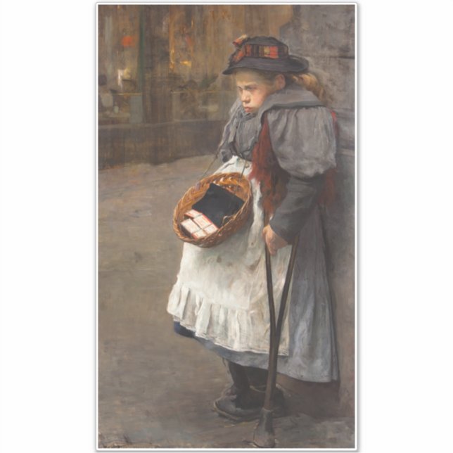 Matchstick Girl Poor Street Urchin Urban Poverty Aufkleber (Vorderseite)
