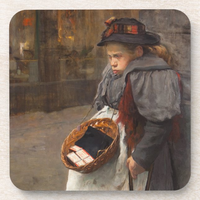 Matchstick Girl Poor Street Urchin Urban Poverty Getränkeuntersetzer (Vorderseite)